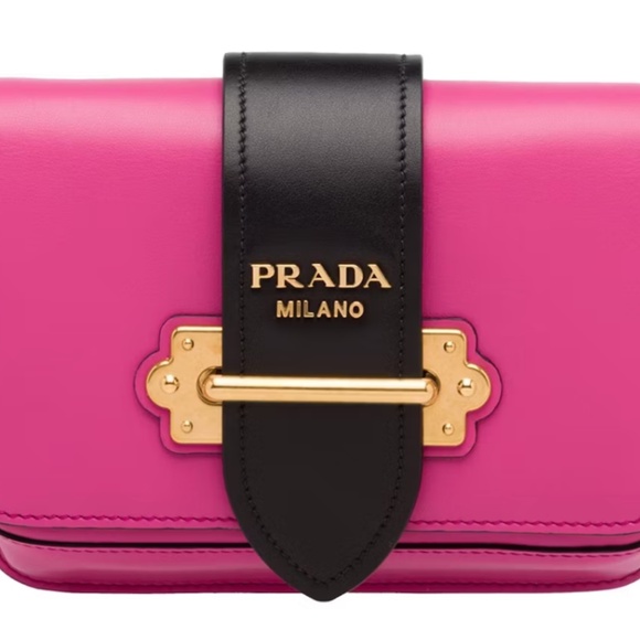 Prada Handbags - Prada City Calk Cahier Pink Black Leather Cross Body or Belt Bag + DUST BAG